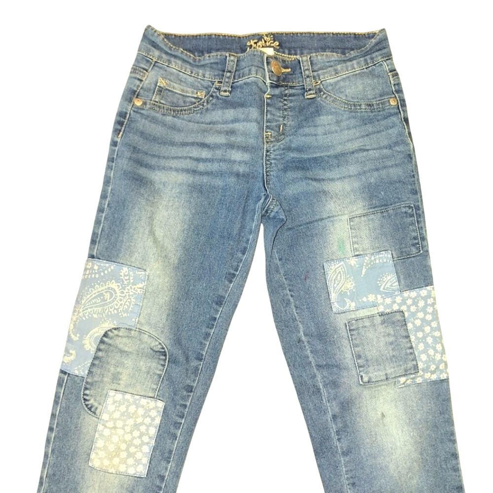 Justice Patched Jeans GIrls size 10 EUC